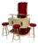 Vintage Art Deco Italian Bar and Stools in Parchment attributed to Gio Ponti, 1950s, Set of 4 For Sale