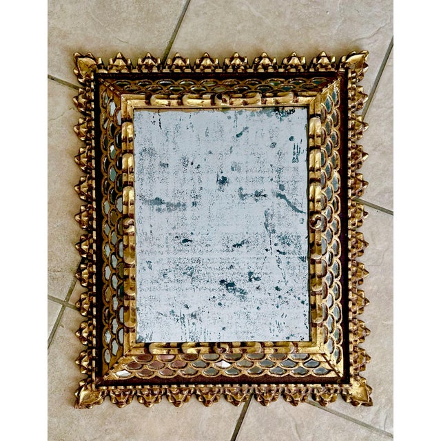 Spanish Colonial Style Gilt Wood Wall Mirror For Sale - Image 12 of 12