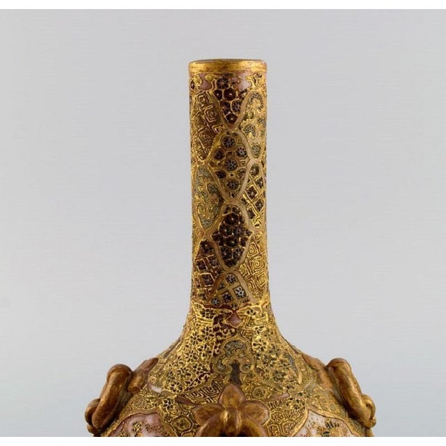 Meiji Japanese Gold Satsuma Bottle Vase For Sale - Image 6 of 9