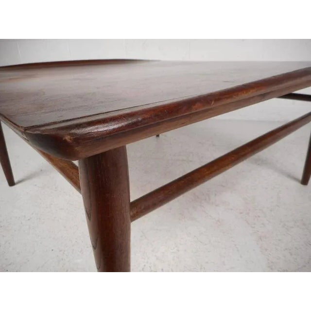 Brown Mid-Century Modern Square Walnut Coffee Table by Bassett For Sale - Image 8 of 9