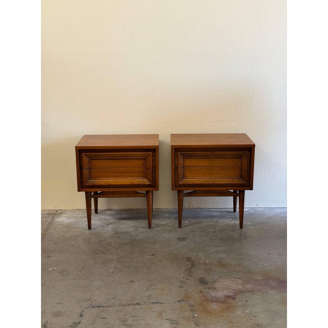 Pair of Mid 20th Century Basic Witz Walnut Nightstands Brutalist Style For Sale - Image 9 of 10