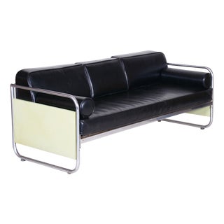 Bauhaus Sofa in Chrome and Leather by Vichr a Spol, 1930s For Sale