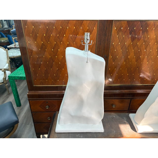 1950s Pair of French Modern Plaster Lamps For Sale - Image 12 of 12