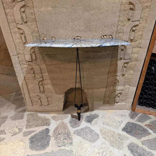 For your consideration, a neoclassical revival wall console Mexican modernist. Forged iron steel with a patinated bronze...