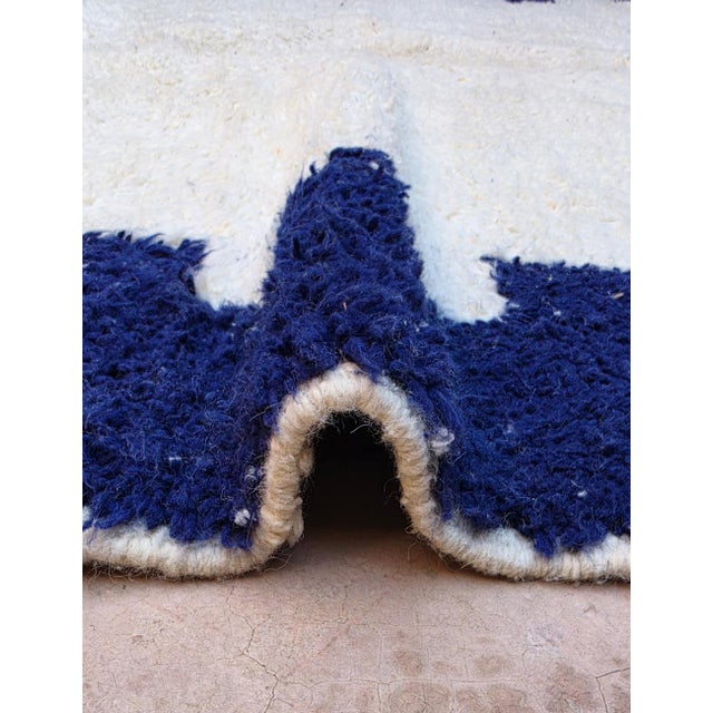 Contemporary Morocan Navy Blue Wool Rug - 9.6 X 8 Ft For Sale - Image 3 of 6