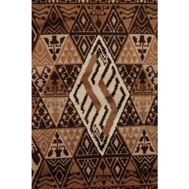 Vintage French Geometric Brown & Beige Wool Pictorial Rug by Rug & Kilim, France For Sale In New York - Image 6 of 11