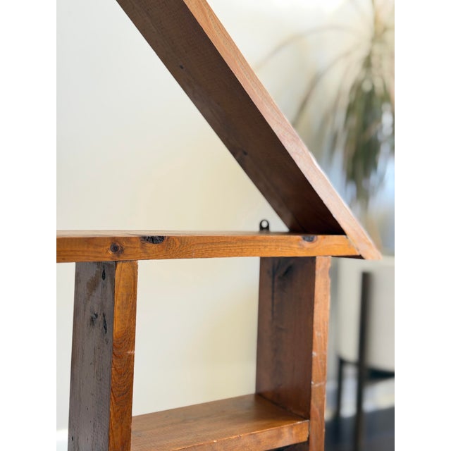 Brown Antique Handmade Solid Wood House Shelf – Rustic Trinket Display Curio Wall Shelf For Sale - Image 8 of 12