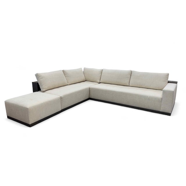 Adriana Hoyos Adriana Hoyos Chocolate L-Shaped Sofa Sectional With Ottoman For Sale - Image 4 of 17