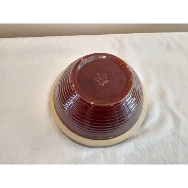 Vintage Monmouth 9 Inch Brown Ribbed Beehive Bowl Maple Leaf Backstamp Stoneware For Sale - Image 4 of 5