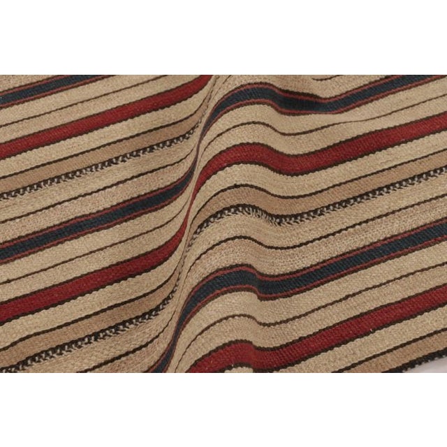 Textile Vintage Persian Kilim in Crimson Red and Beige-Brown Stripes - Rug & Kilim For Sale - Image 7 of 10