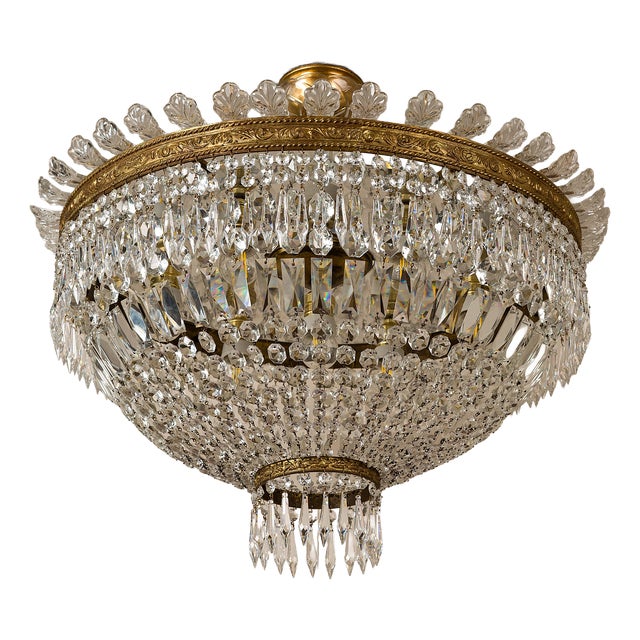 Vintage Empire Bohemian Crystal Hot Air Balloon Ceiling Light, 1940s For Sale
