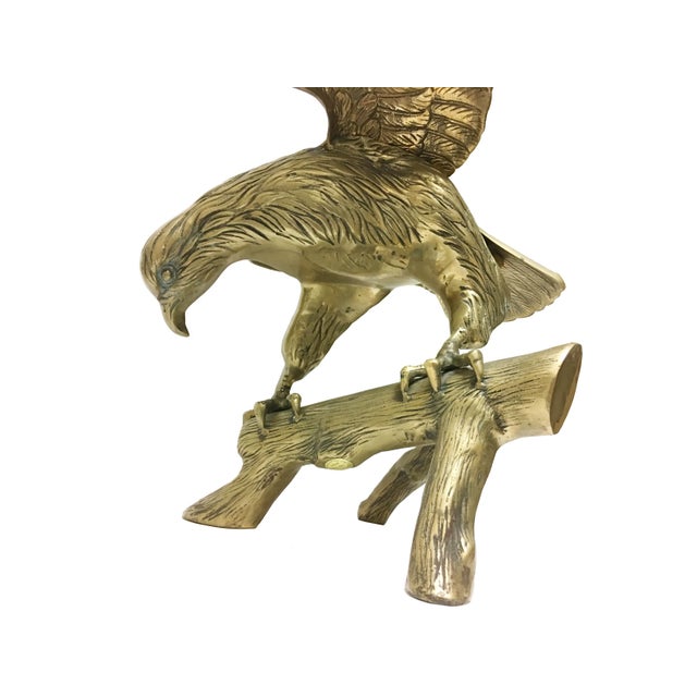 Handmade 24" Solid Brass Eagle Bird on Branch Figurine Chairish