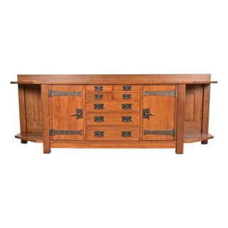 L. & J. G. Stickley Rare Mission Oak Arts & Crafts Columbus Avenue Monumental Sideboard, Newly Refinished For Sale