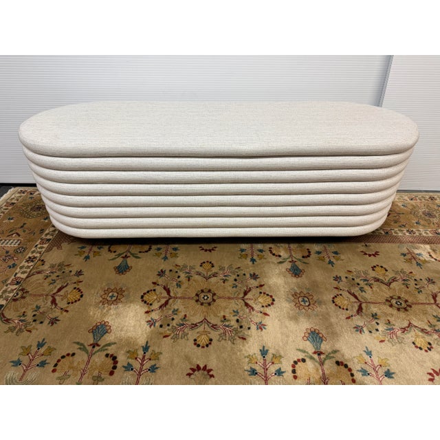 Contemporary Cb2 Rialto Storage Bench, Ivory For Sale - Image 3 of 12