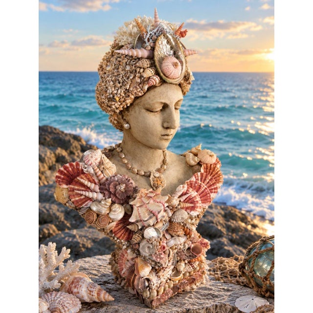 Seashell Encrusted Ocean Goddess Bust For Sale - Image 12 of 12