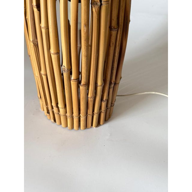 Brown Oval Bamboo Table Lamp, France, 1970s For Sale - Image 8 of 9