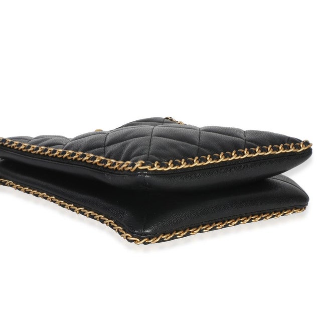 Black Quilted Caviar Mini Never Ending Chain Tote For Sale In New York - Image 6 of 9
