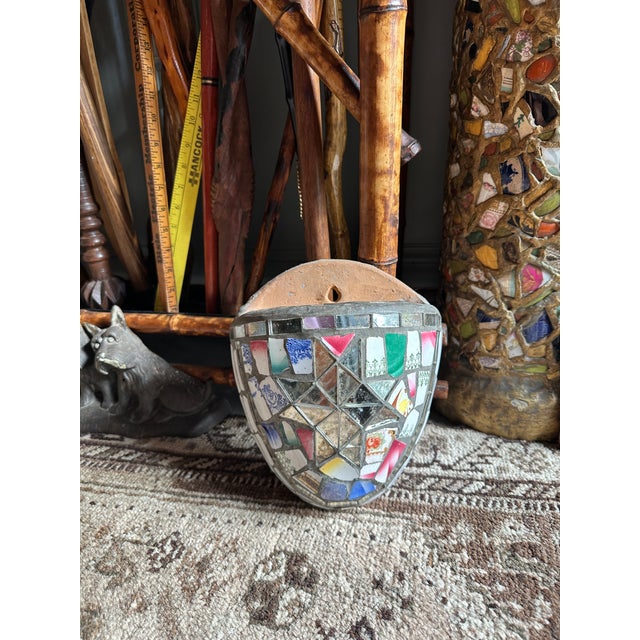 19th Century Mosaic Memory Ware Wall Pocket | Victorian Shardwork Folk Art | Broken China Memento Vessel For Sale - Image 10 of 10