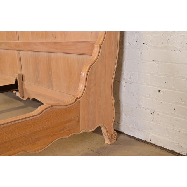 Thomasville French Country Carved Oak King Size Sleigh Bed For Sale - Image 9 of 13