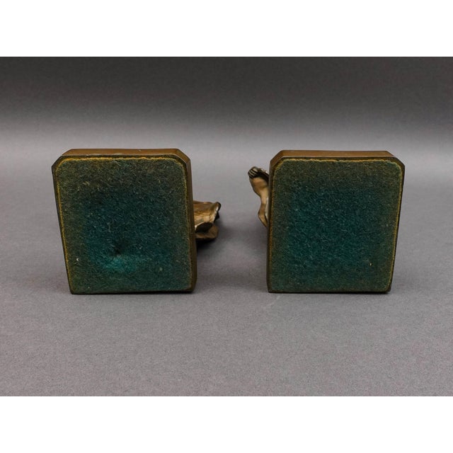 Metal Loie Fuller Dancing Girl Flapper Spelt Bronze Pair of Bookends For Sale - Image 7 of 9