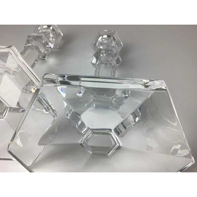 Hollywood Regency 1970s Val St. Lambert Hollywood Regency Crystal Candlesticks - A Pair For Sale - Image 3 of 6