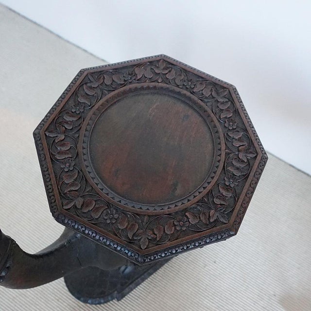 Black Anglo Indian Carved Hardwood Table, 1890s For Sale - Image 8 of 12