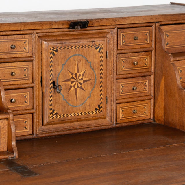Brown Early 19th Century Inlaid Oak Secretary Bureau From Denmark For Sale - Image 8 of 12