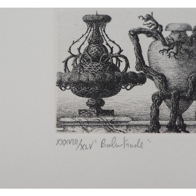 François Houtin, Balustrade of Vases, 1985, Original Etching For Sale - Image 6 of 7