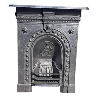 Victorian Cast Iron Fireplace with Integrated Mantel and Grate For Sale
