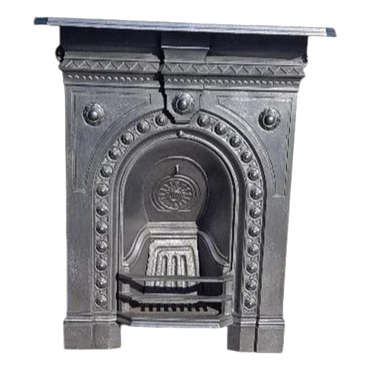 Victorian Cast Iron Fireplace with Integrated Mantel and Grate For Sale