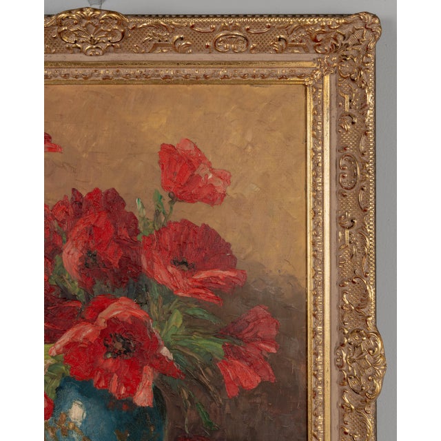 Mid-Century Floral Still Life With Poppies Painting For Sale In Orlando - Image 6 of 11