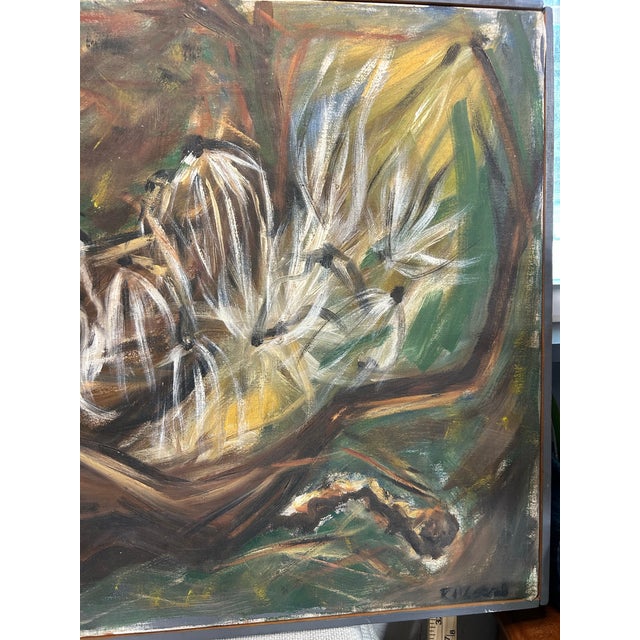 1960s Mid-Century Modern Abstract Botanical Oil on Canvas Painting by Heston For Sale - Image 5 of 7