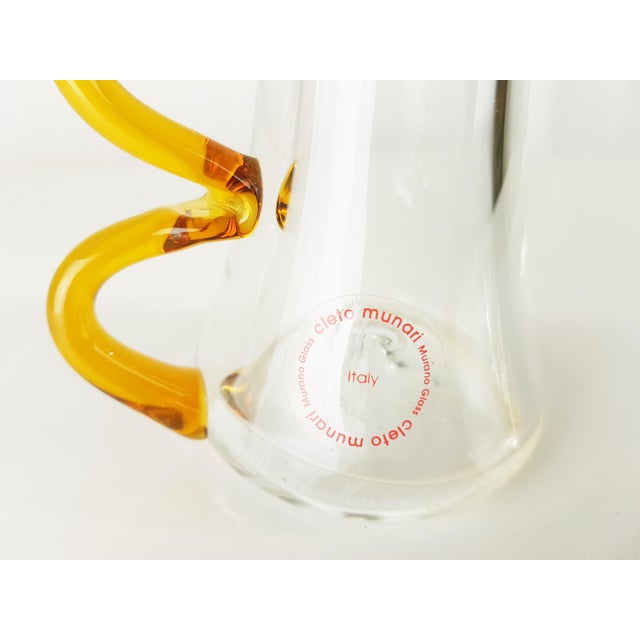 Glass Orange and Clear Murano Glass Bottle with Silver Cork from Cleto Munari, 1990s For Sale - Image 7 of 9