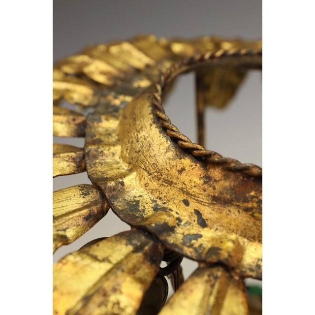Mid-Century Spanish Sunburst Ceiling Light in Gilt Iron, c.1950s by Unknown for Unknown For Sale - Image 14 of 17