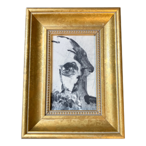 1970’s Vintage Abstract Portrait Painting Chunky Gold Frame