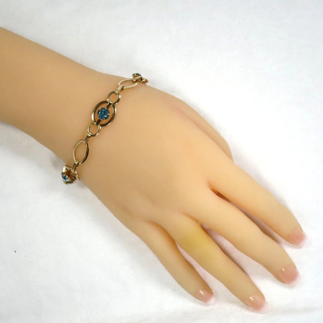 Vintage late Art Deco designer Van Dell 12k gold-filled sterling link bracelet. Flattened oval links alternate with...