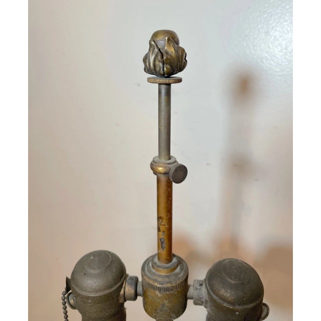 High Quality Antique Gilt Bronze Blown Clear Glass Floral Electric Table Lamp For Sale - Image 10 of 12