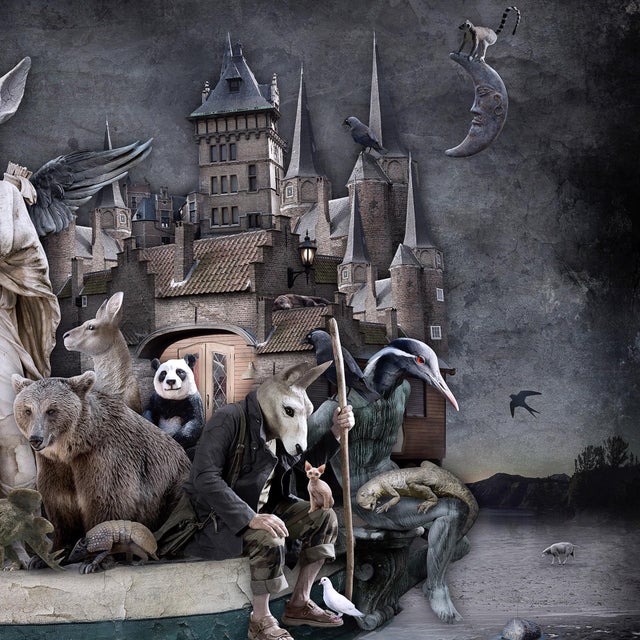 In Search of Arcadia by Marcin Owczarek | Photography - Dye Sublimation on Aluminum surreal scene with animals and a boat For Sale - Image 4 of 5