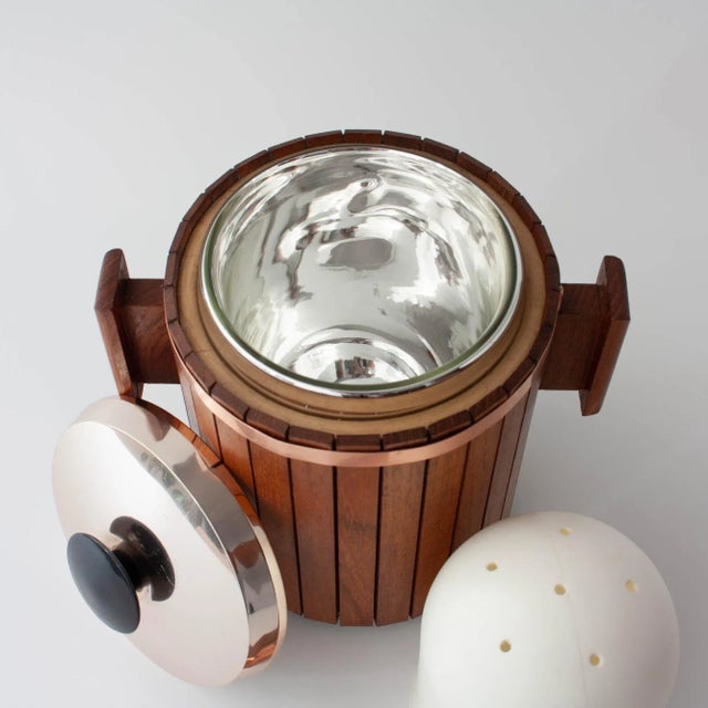 Vintage Danish Wooden Ice Bucket with Copper Details, 1960s For Sale - Image 13 of 18