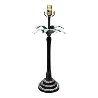 Hollywood Regency Style Maitland Smith Palm Tree Table Lamp Faux Bronze, 1980s For Sale