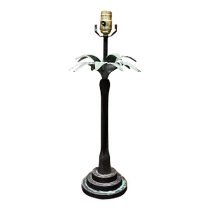 Hollywood Regency Style Maitland Smith Palm Tree Table Lamp Faux Bronze, 1980s