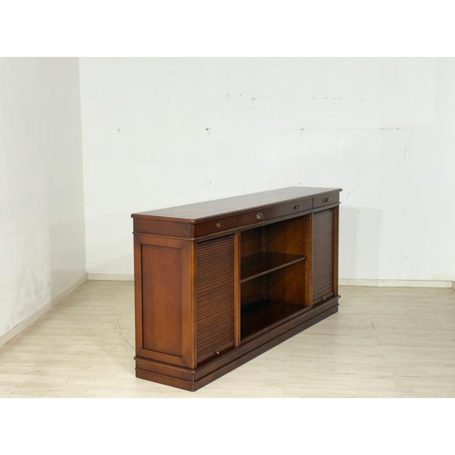 English Style Mahogany Office Sideboard with Roll-Up Doors, 1960s For Sale - Image 10 of 12