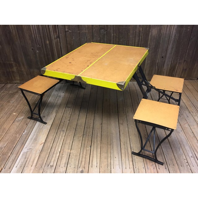 Vintage Portable Metal Folding Picnic Table | Chairish
