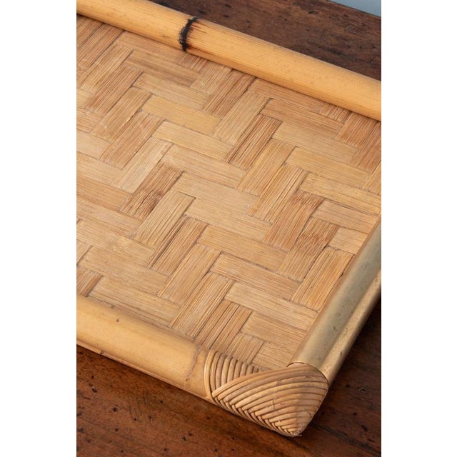 Brown Bamboo and Brass Tray from Vivai Del Sud, 1970s For Sale - Image 8 of 10