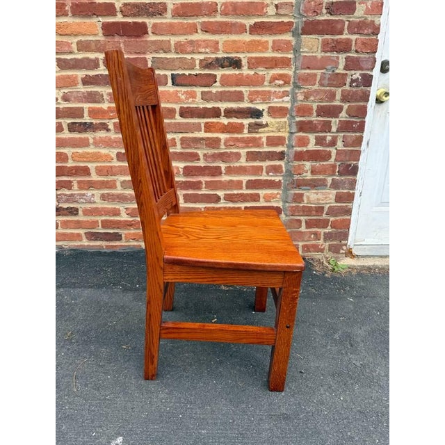 Late 20th Century Art & Craft Style Mission Oak Dining Chairs For Sale - Image 12 of 16