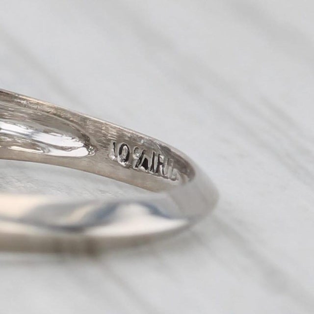 Silver 0.10ctw Diamond Openwork Ring 900 Platinum Size 5 Band Wedding Stackable For Sale - Image 8 of 8