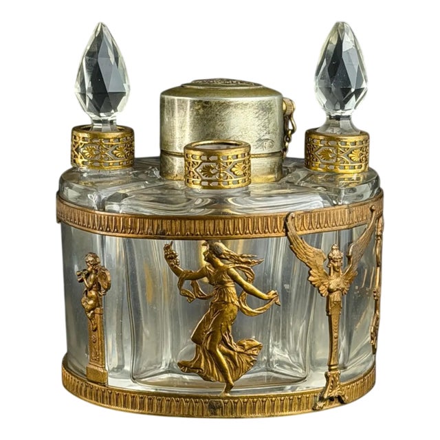 French Neo-Empire Ormolu Perfume Set with Bottles from Arys Paris Fox-Trot, 1890s, Set of 5 For Sale