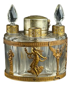 French Neo-Empire Ormolu Perfume Set with Bottles from Arys Paris Fox-Trot, 1890s, Set of 5