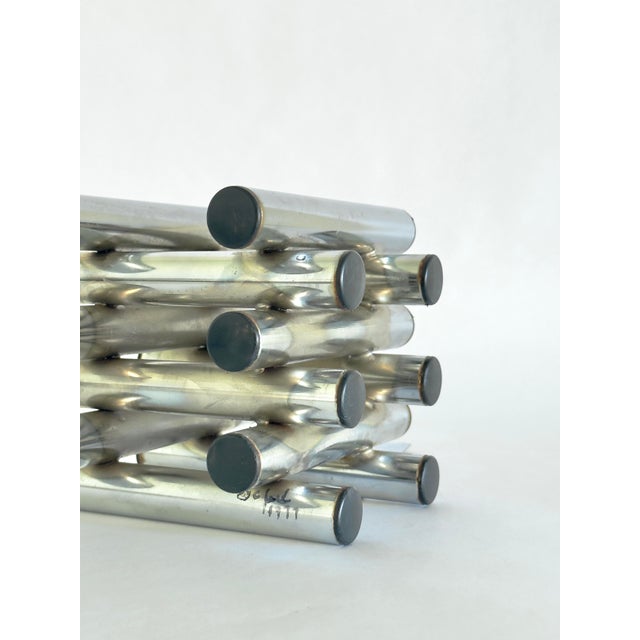 Architectural 1970s Artist-Made Stacked Rod Bookends For Sale - Image 4 of 8