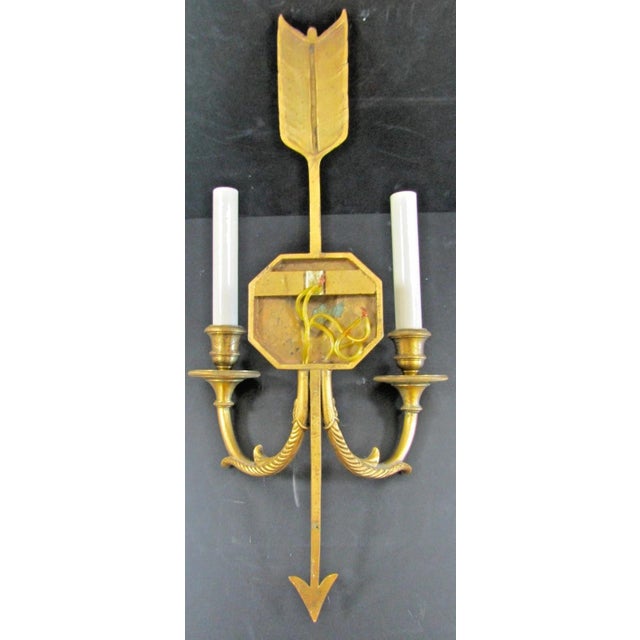 Pair French Empire Wall Sconces Bronze Arrow Medusa and Shades Late 19th Century For Sale - Image 14 of 18